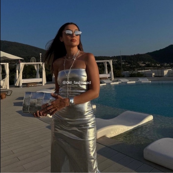 ZARA Bloggers Fav Metallic Dress - Picture 1 of 17
